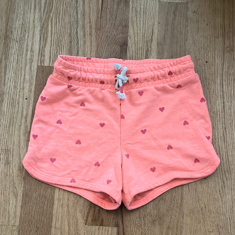 Heart shaped polka dot. Jersey shorts. Draw string. Orange